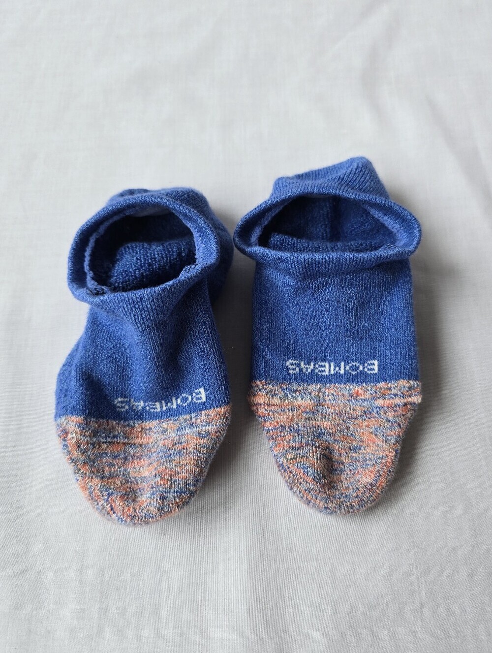 Bombas▪️Cushioned No Show Socks- Blue & Orange Heathered Toe w/ heel grips